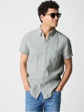 J. Crew Factory Short-Sleeve Button-Down Shirt Mens Large